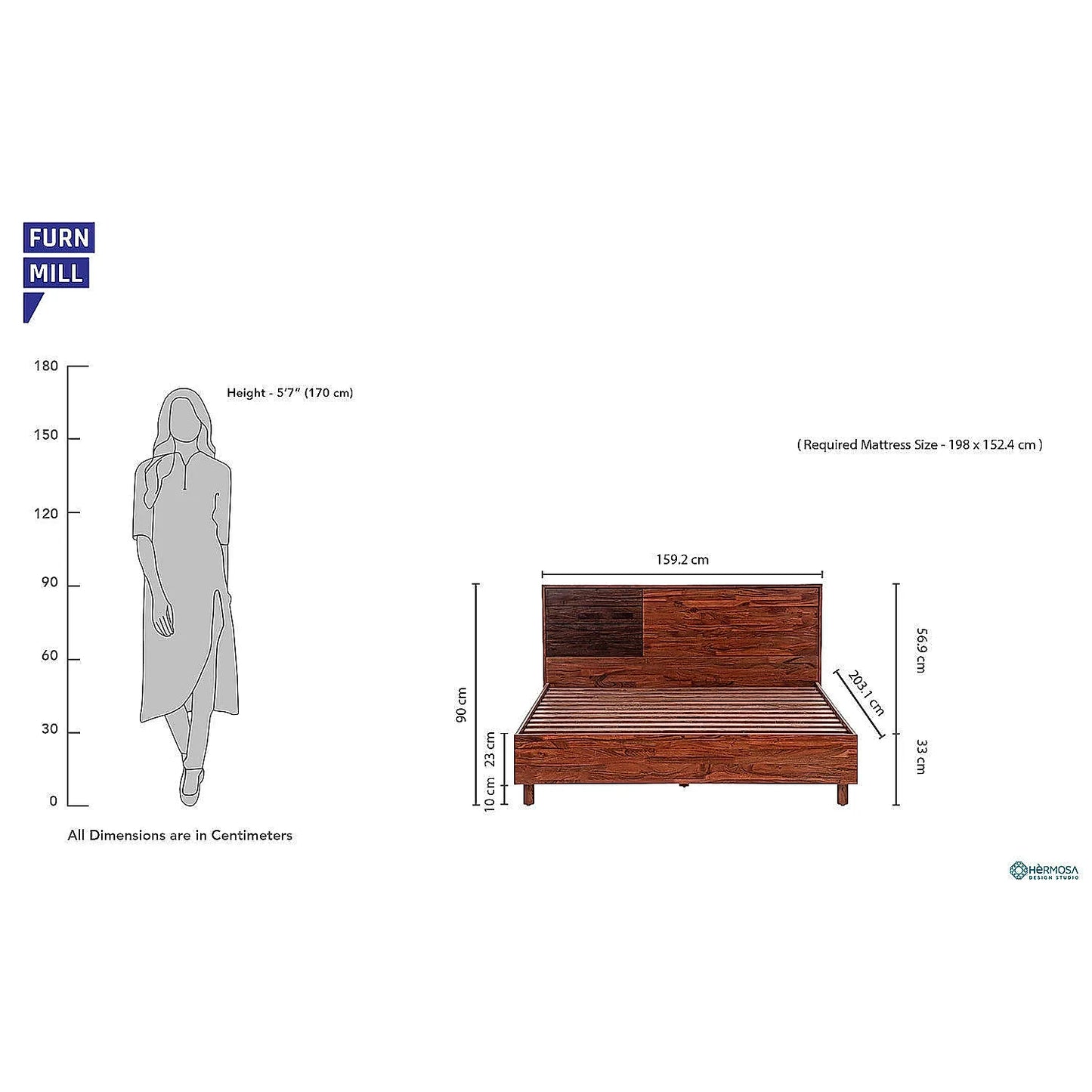 Emma Queen Size Wooden Bed