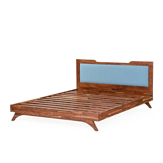Nirvana Wooden Bed Without Storage (Queen Size, Natural Finish)