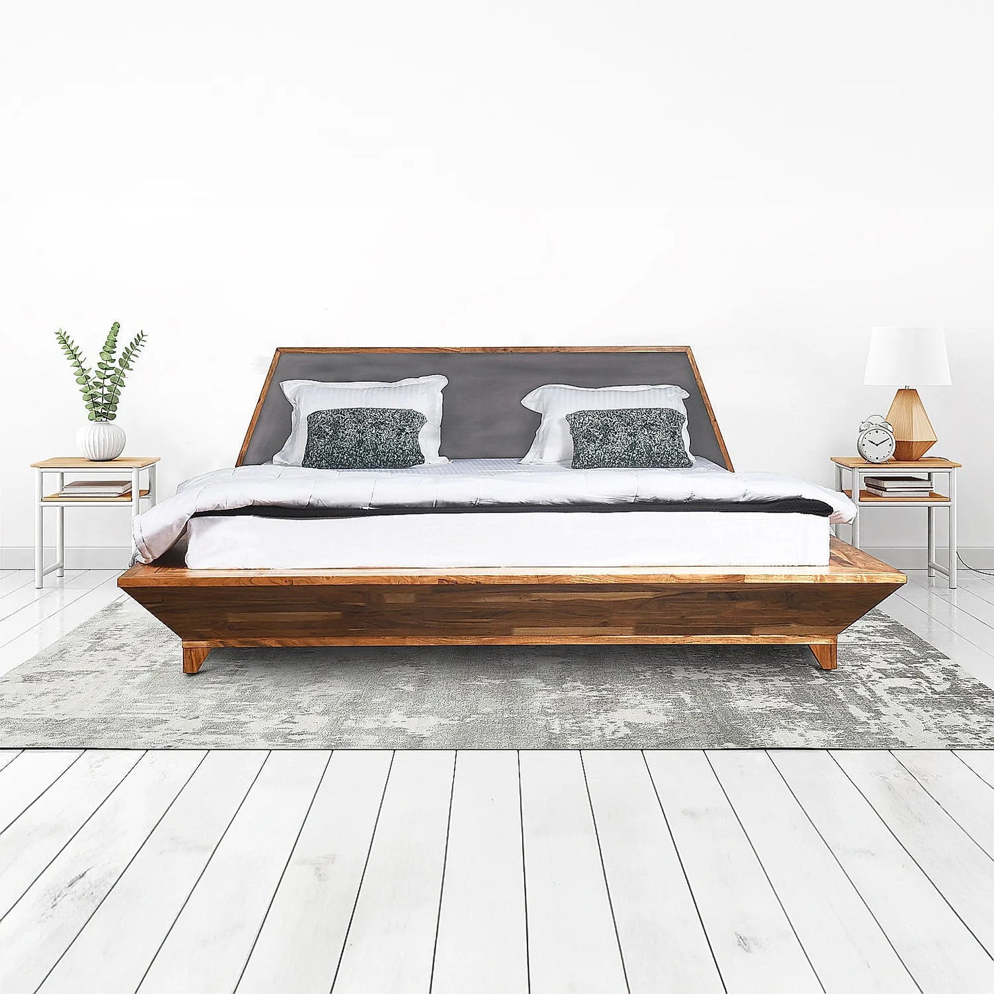Avan Wooden King Size Bed in Natural Finish