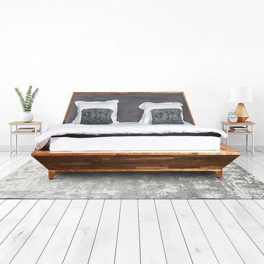 Avan Wooden King Size Bed in Natural Finish