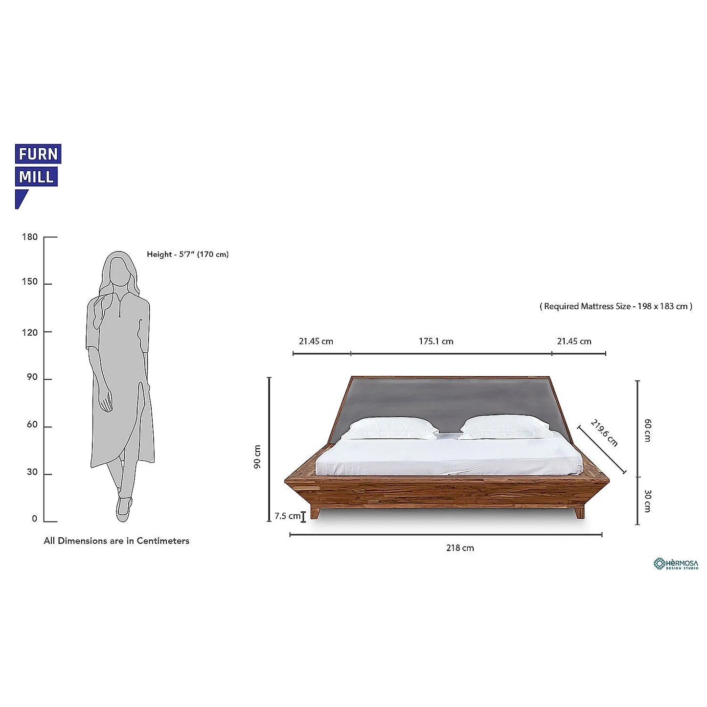 Avan Wooden King Size Bed in Natural Finish