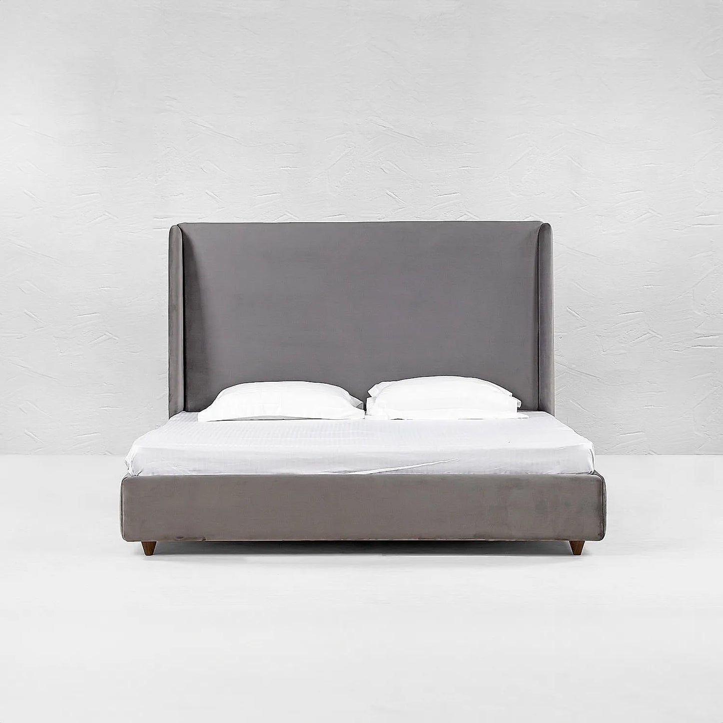 California King Size Fabric Bed (Velvet, Grey)