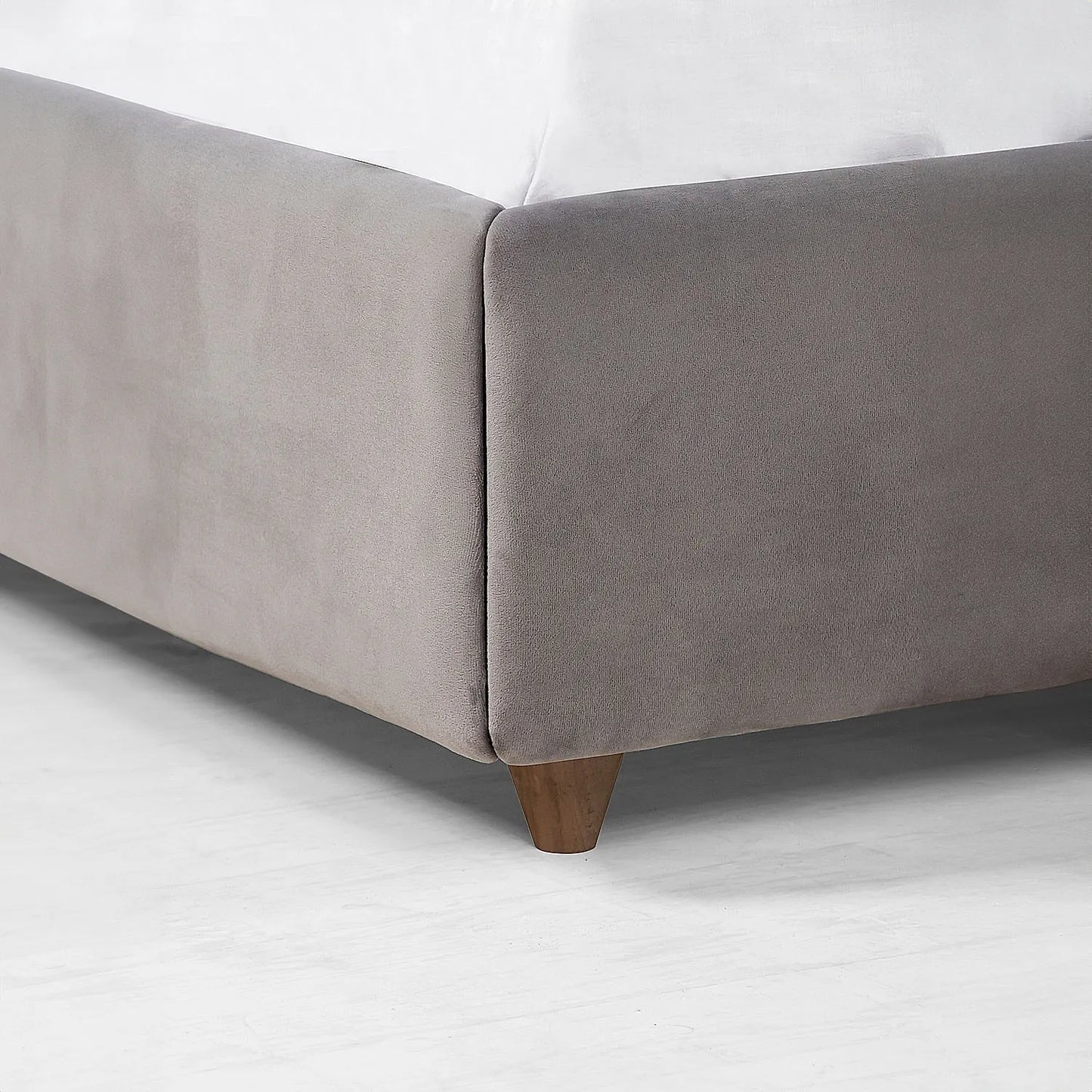 California King Size Fabric Bed (Velvet, Grey)