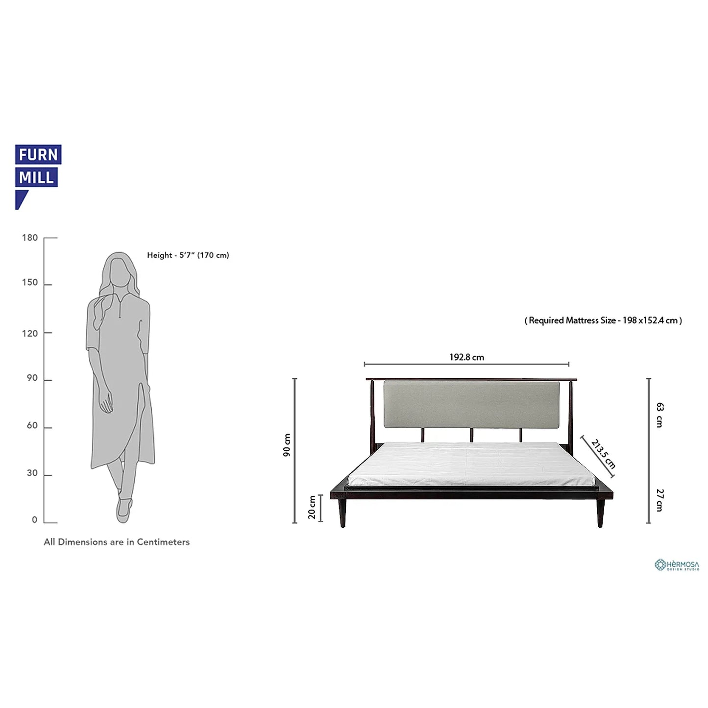 Cleo Queen Size Wooden Bed in Dark Walnut Finish