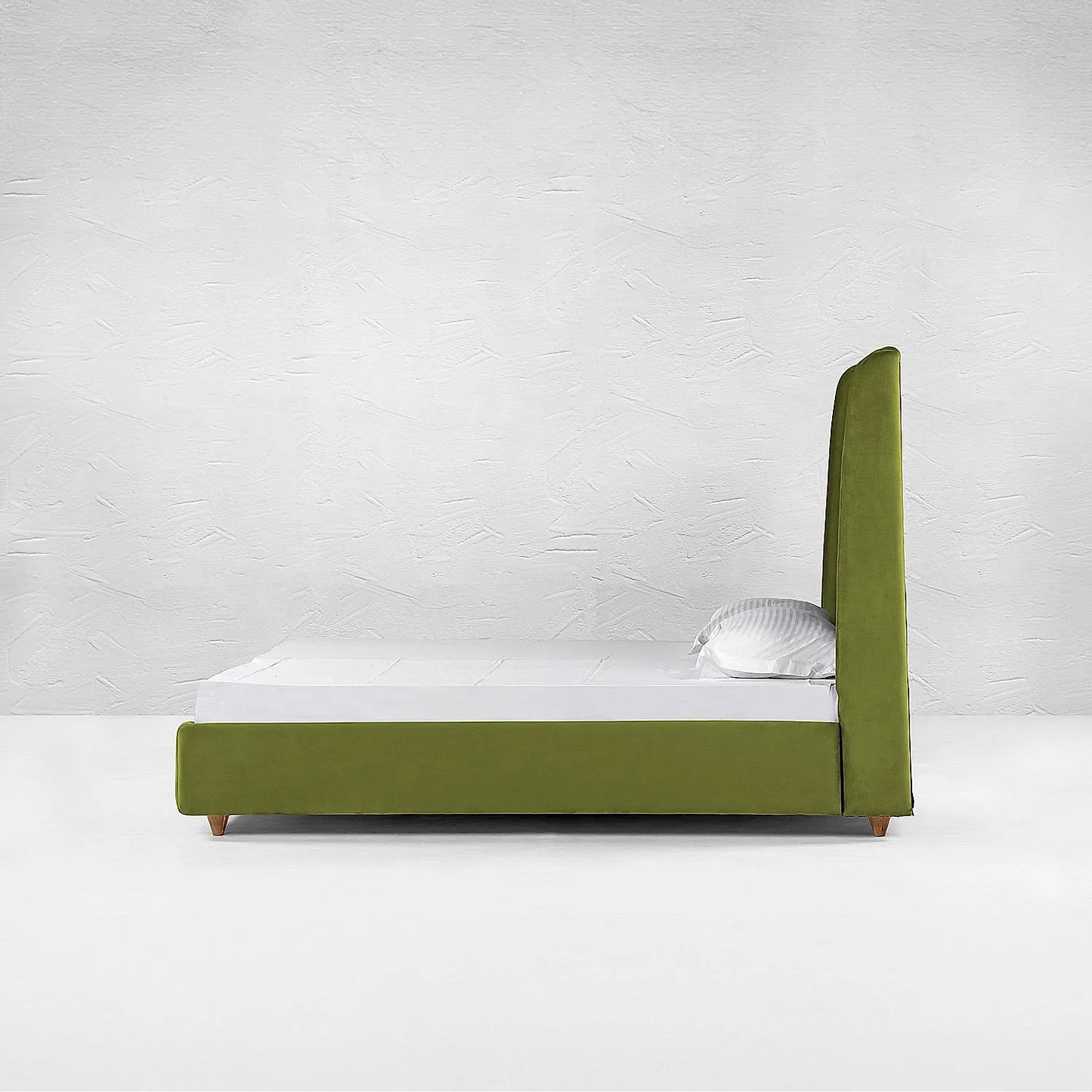 California King Size Fabric Bed (Velvet, Green)