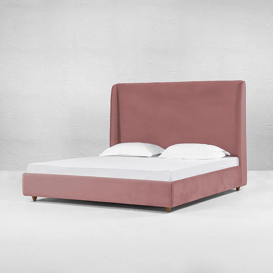 California King Size Fabric Bed (Velvet, Mauve)