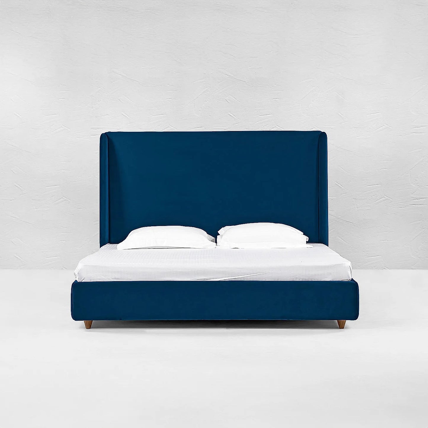 California King Size Fabric Bed (Velvet, Blue)