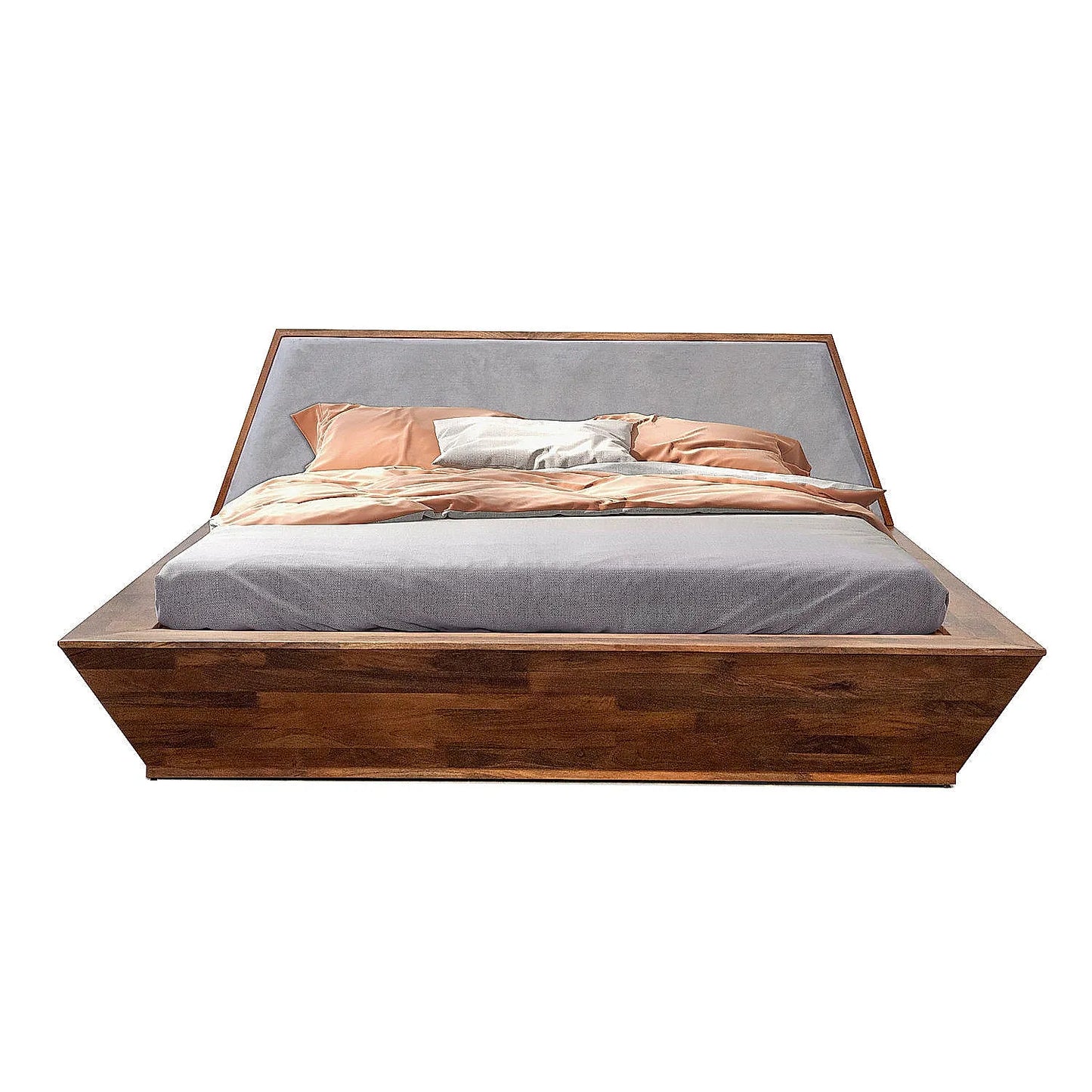 Avan Wooden King Size Bed With Storage (Natural Finish)