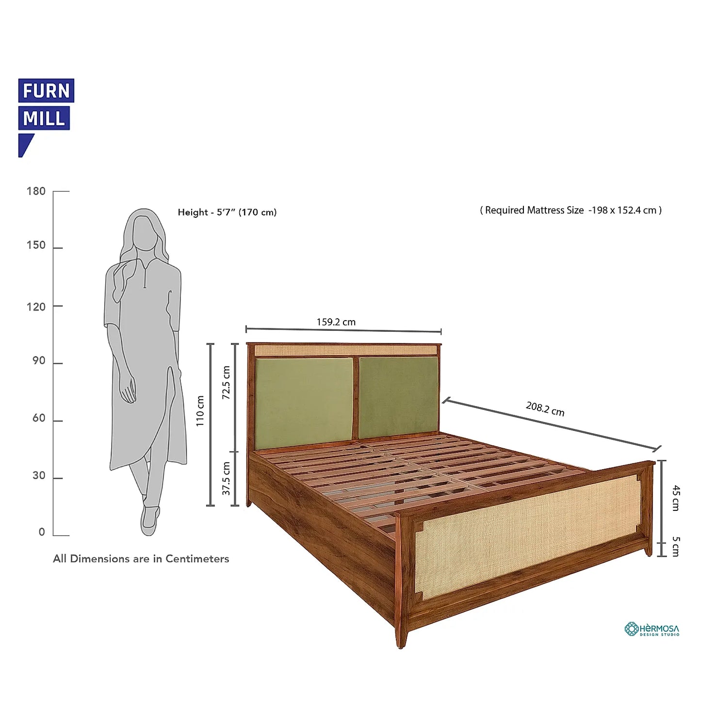 Barrow Rattan Bed without Storage (Natural Finish)