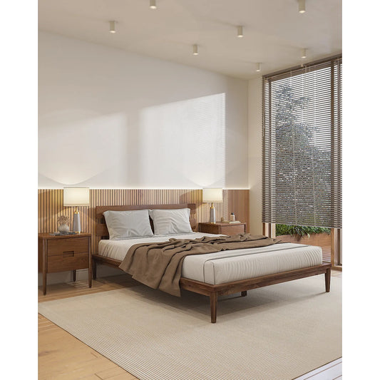 Beeline Wooden Queen Size Bed in Natural Finish