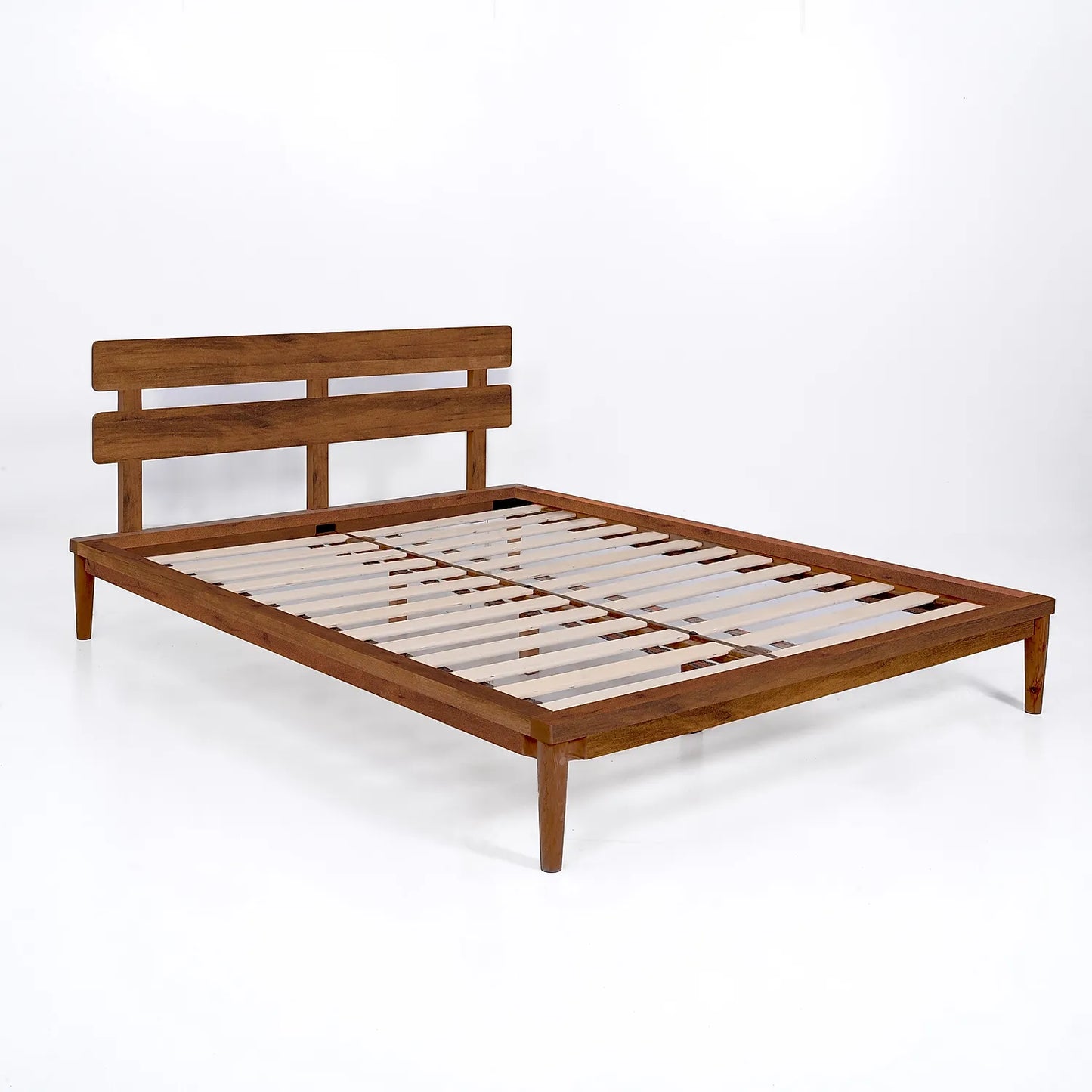Beeline Wooden Queen Size Bed in Natural Finish