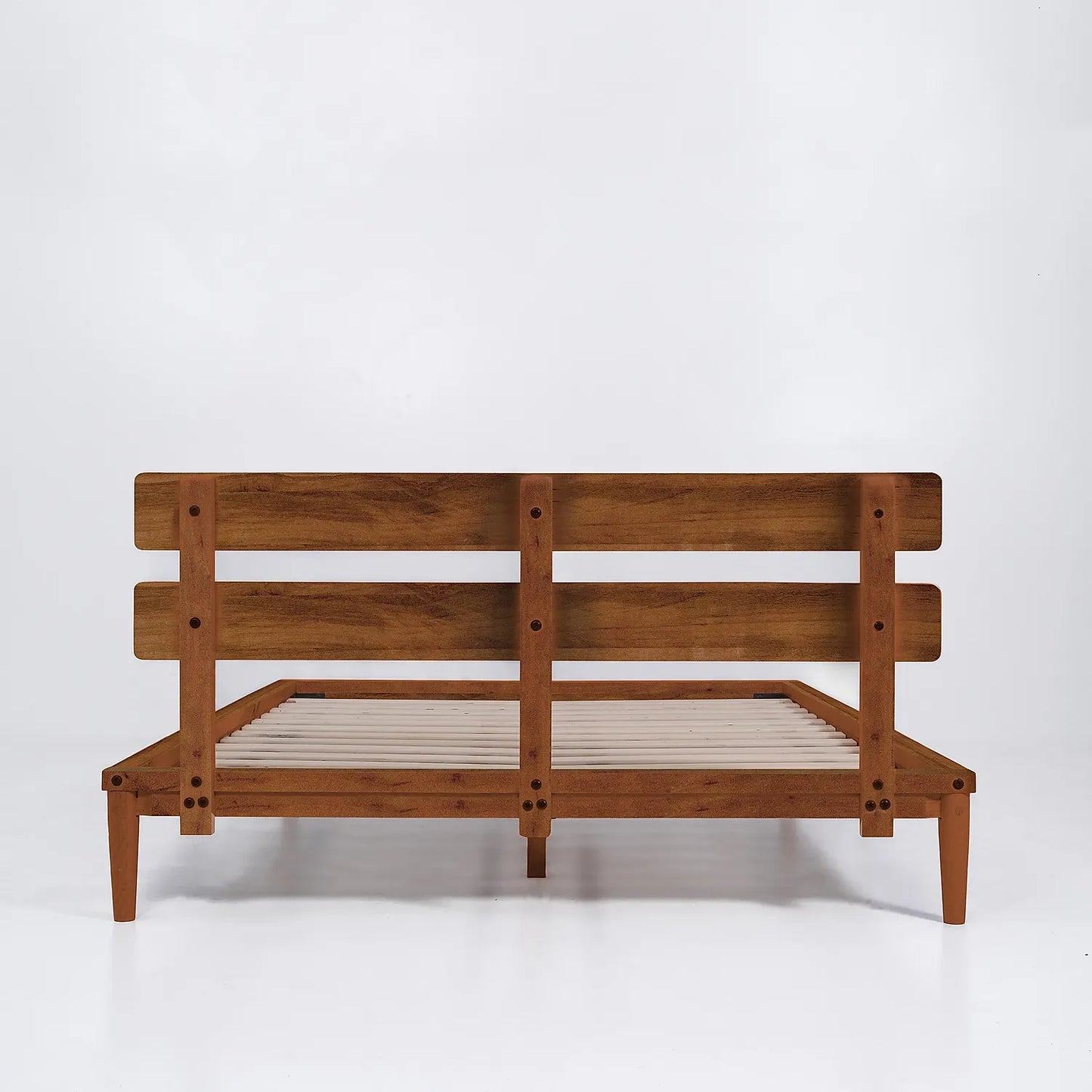 Beeline Wooden Queen Size Bed in Natural Finish