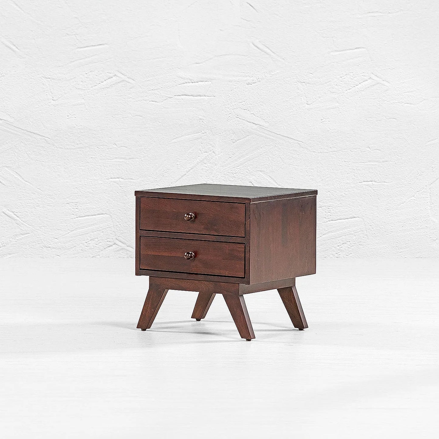Greek Wooden Bedside Table in Dark Walnut Finish
