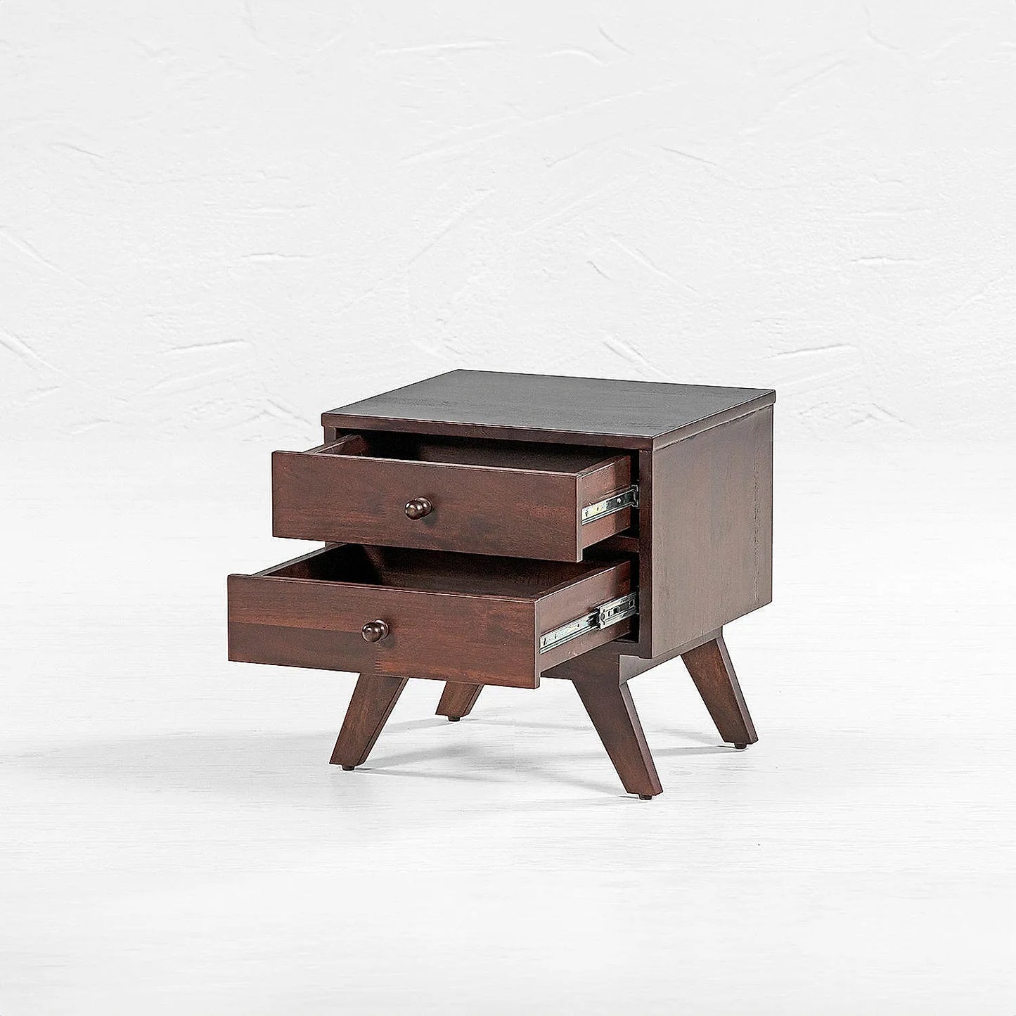 Greek Wooden Bedside Table in Dark Walnut Finish