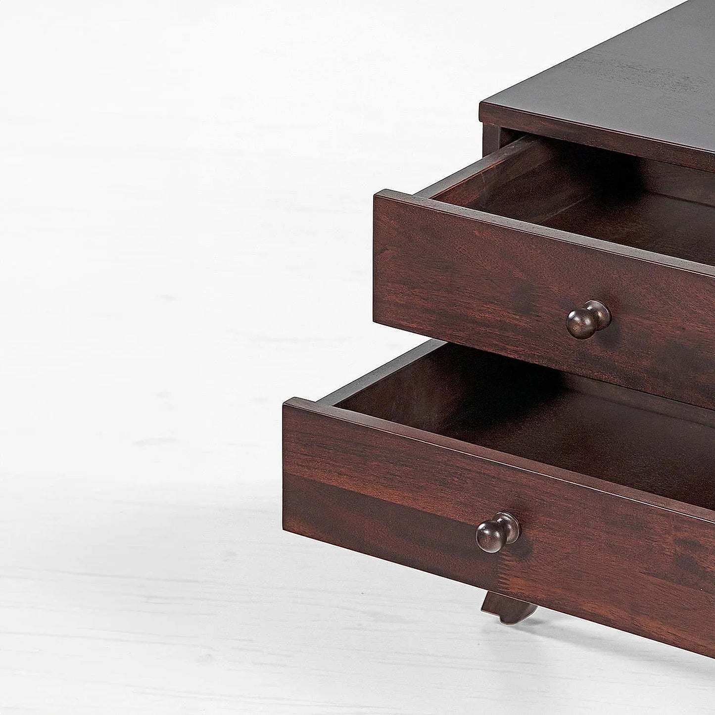 Greek Wooden Bedside Table in Dark Walnut Finish