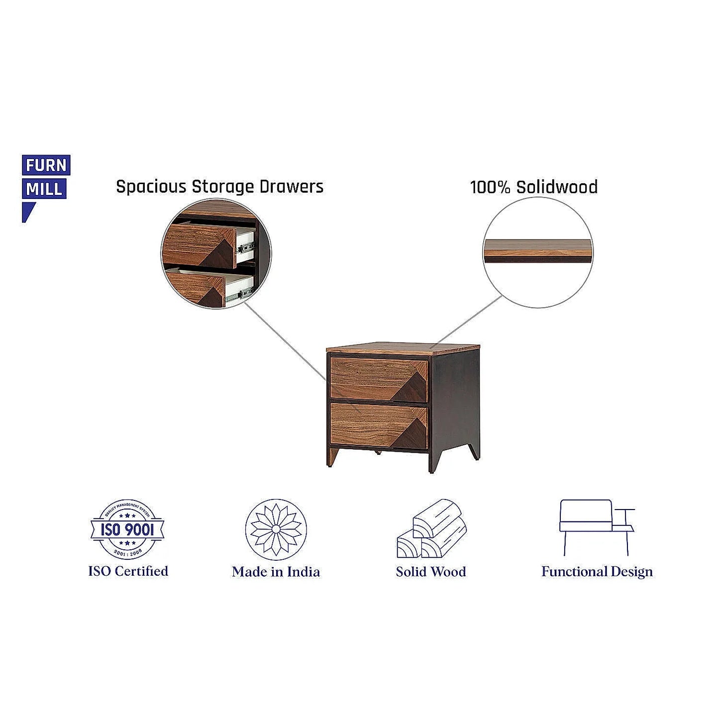Della Wooden Bedside Table