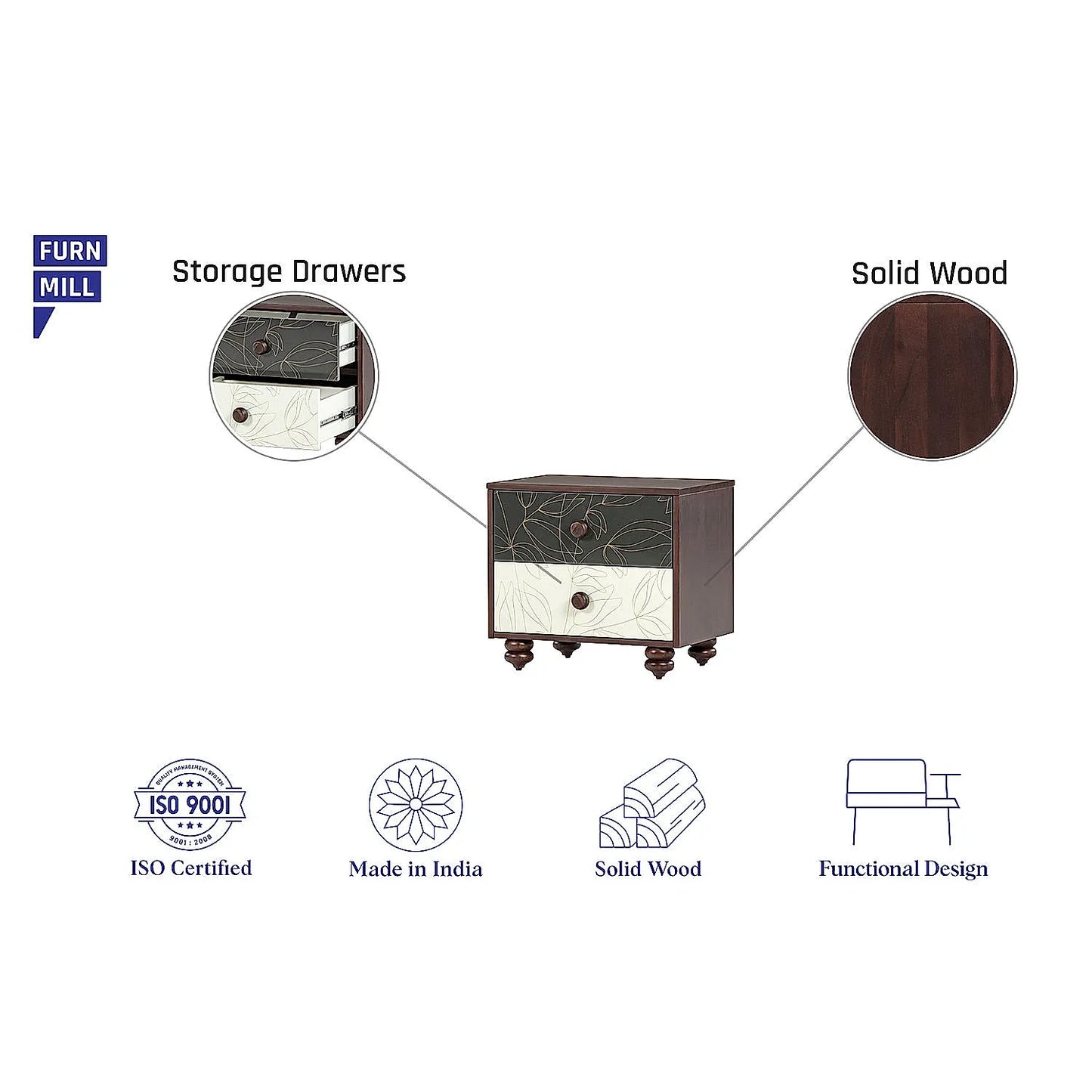 Lucid Wooden Bedside Table