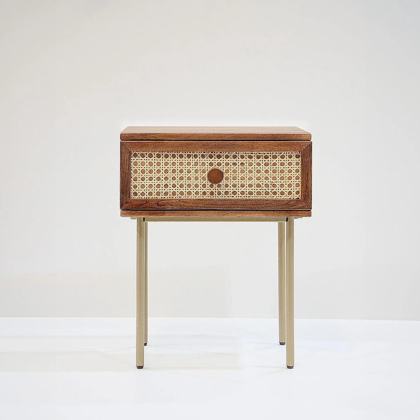 Medley Wooden Bedside Table with Metal Legs
