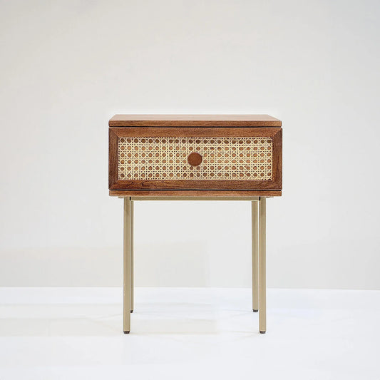 Medley Wooden Bedside Table with Metal Legs