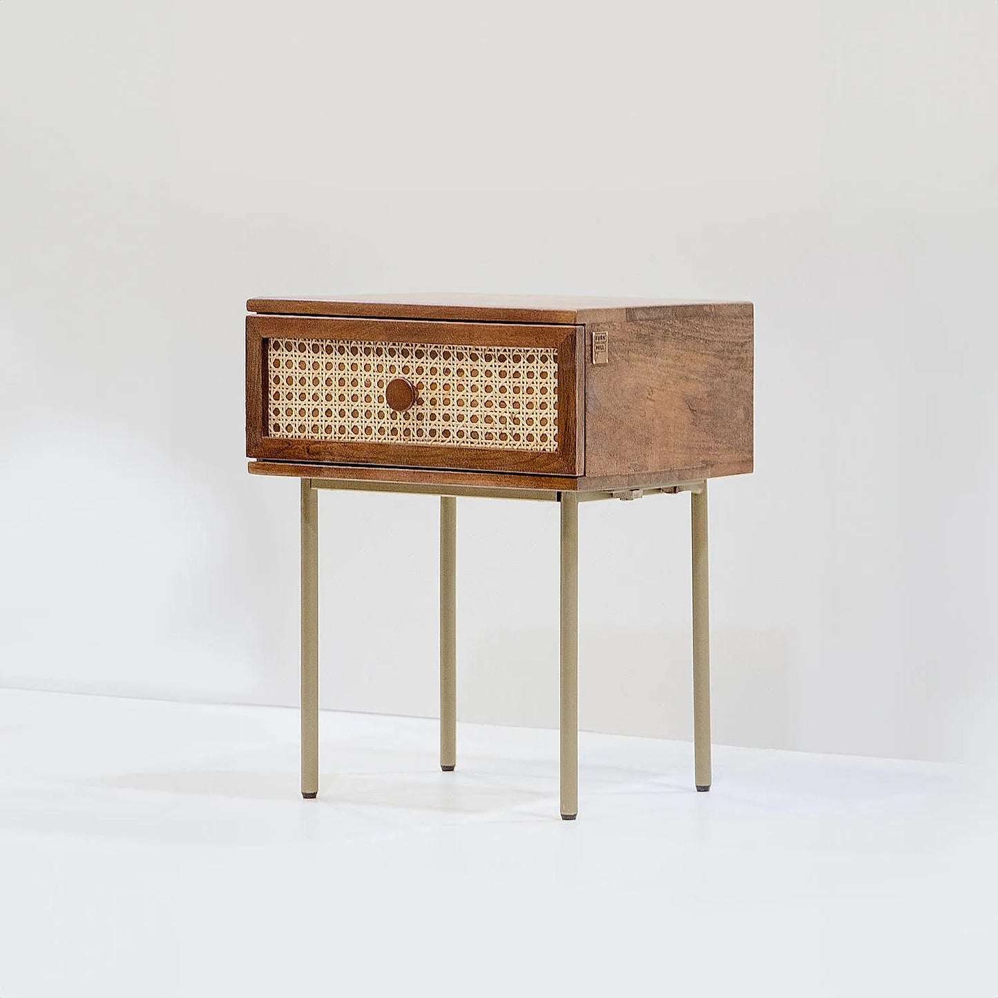 Medley Wooden Bedside Table with Metal Legs