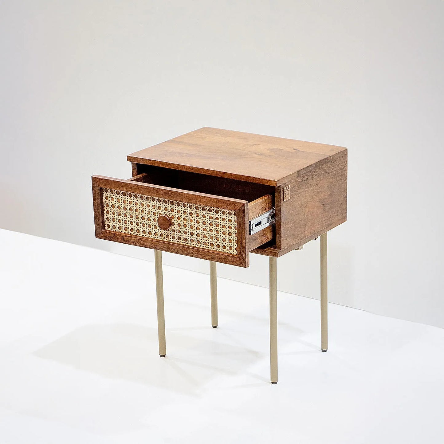 Medley Wooden Bedside Table with Metal Legs