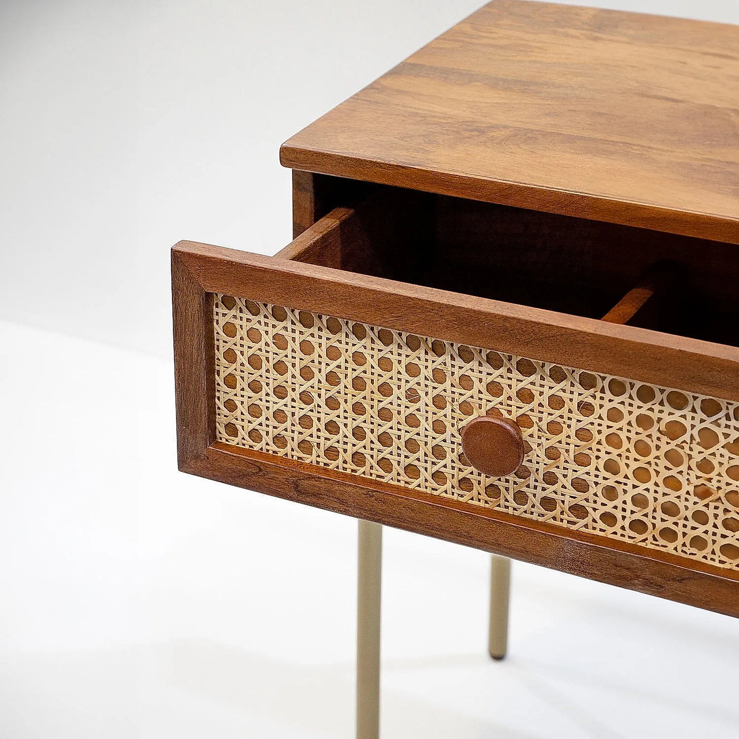 Medley Wooden Bedside Table with Metal Legs