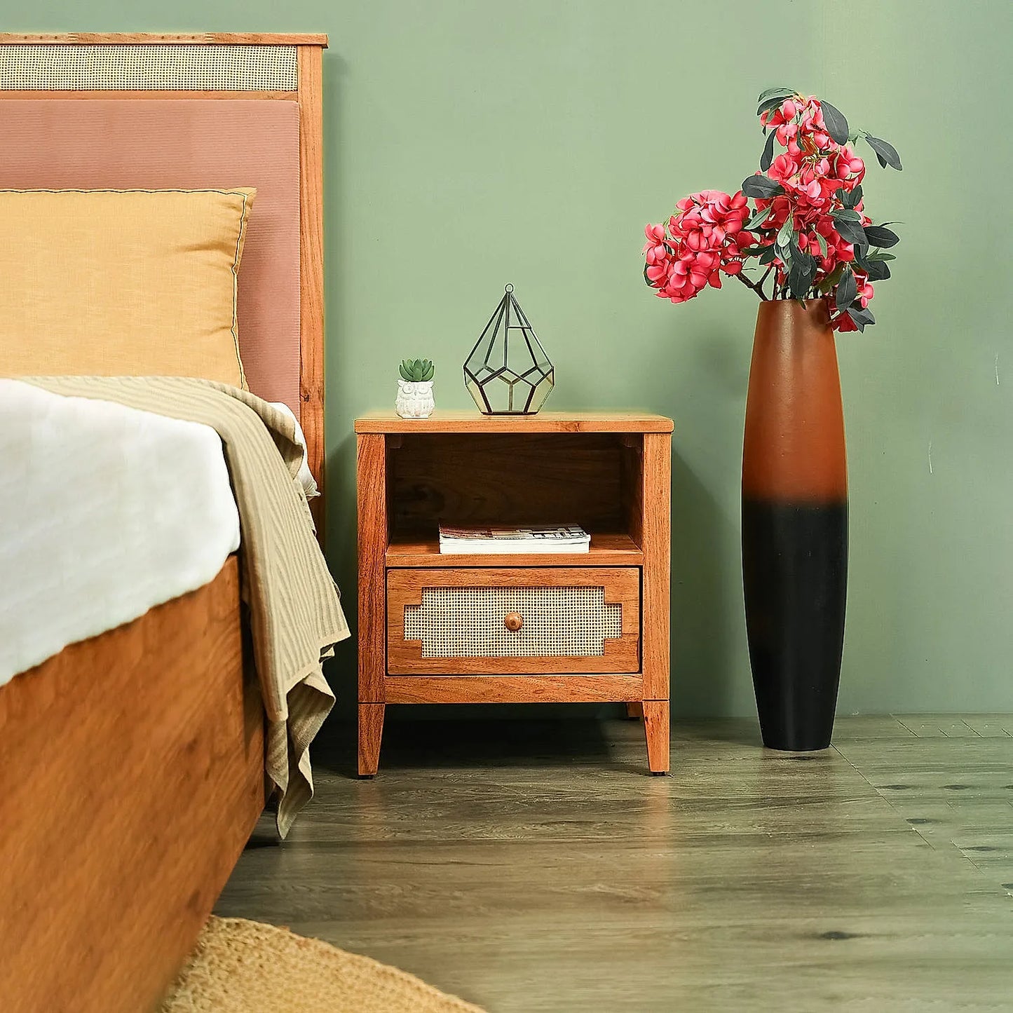 Juno Wooden Bedside Table in Natural Finish