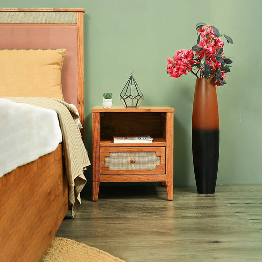 Juno Wooden Bedside Table in Natural Finish