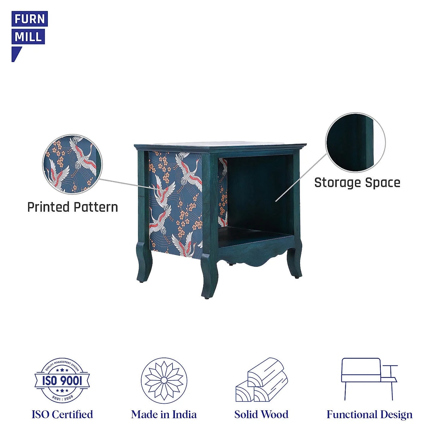 Oriental Wooden Bedside Table