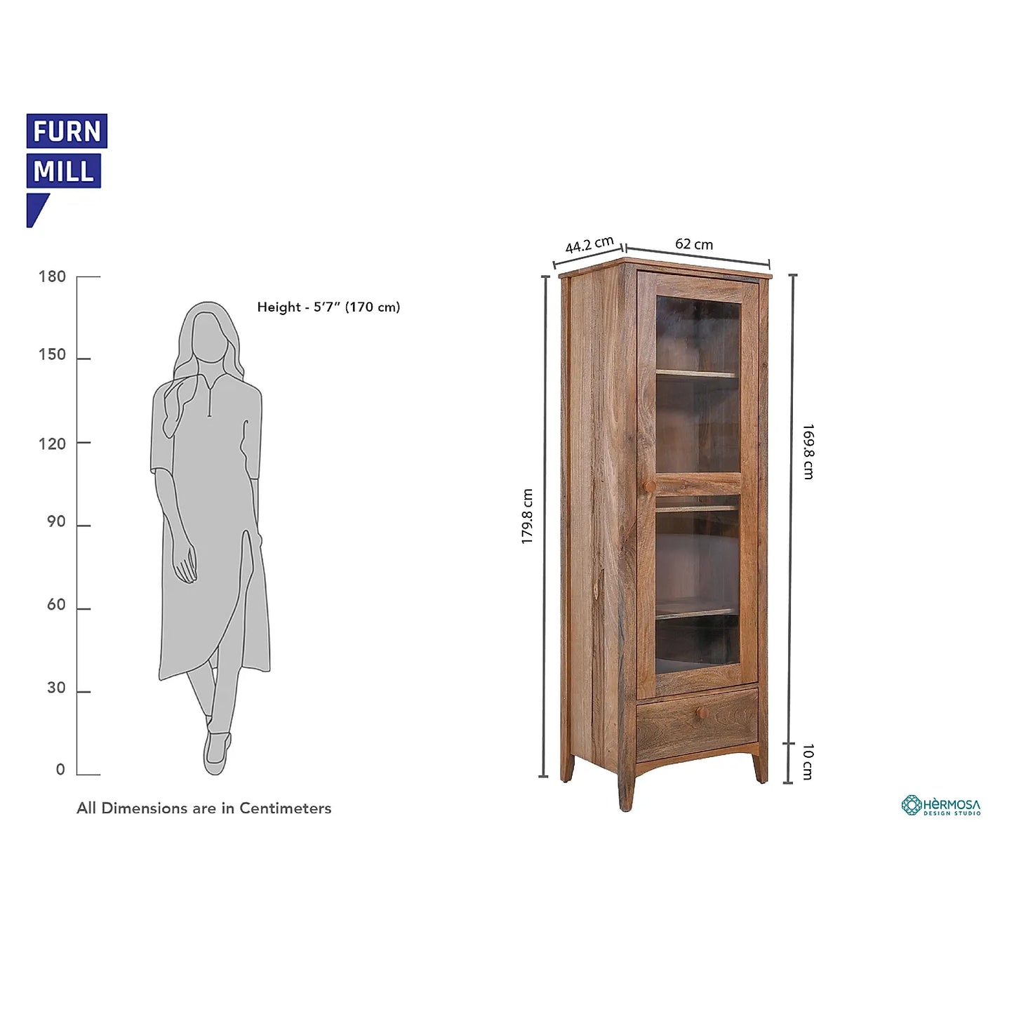 Brooks Wooden Tall Cabinet in Natural Finish
