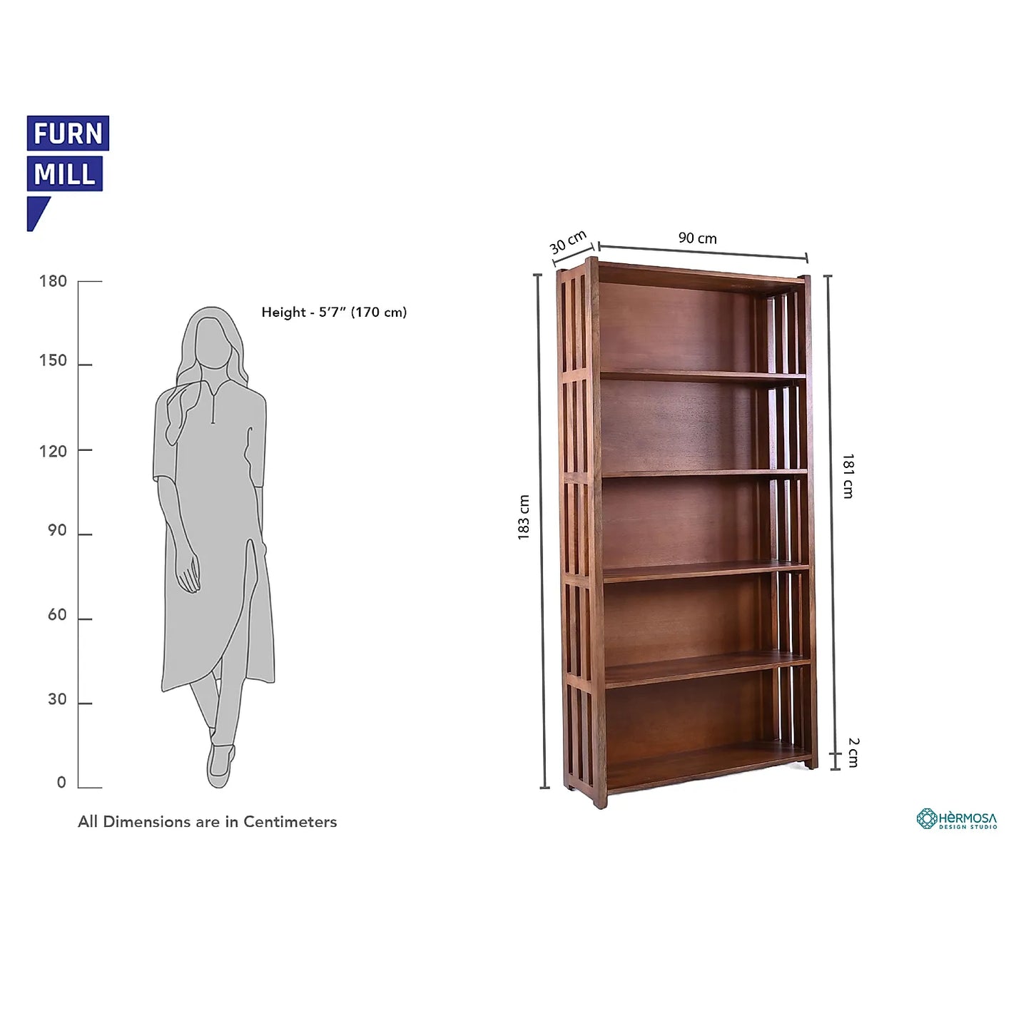 Clark Wooden Bookshelf (Natural Finish)