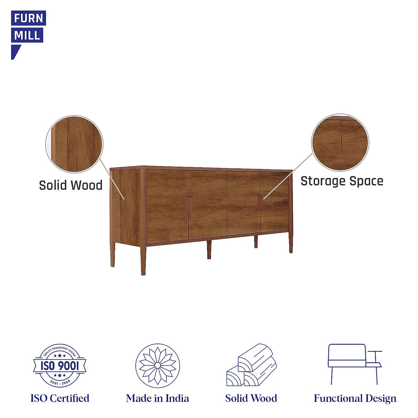 Hutch Wooden Sideboard in Natural Finish