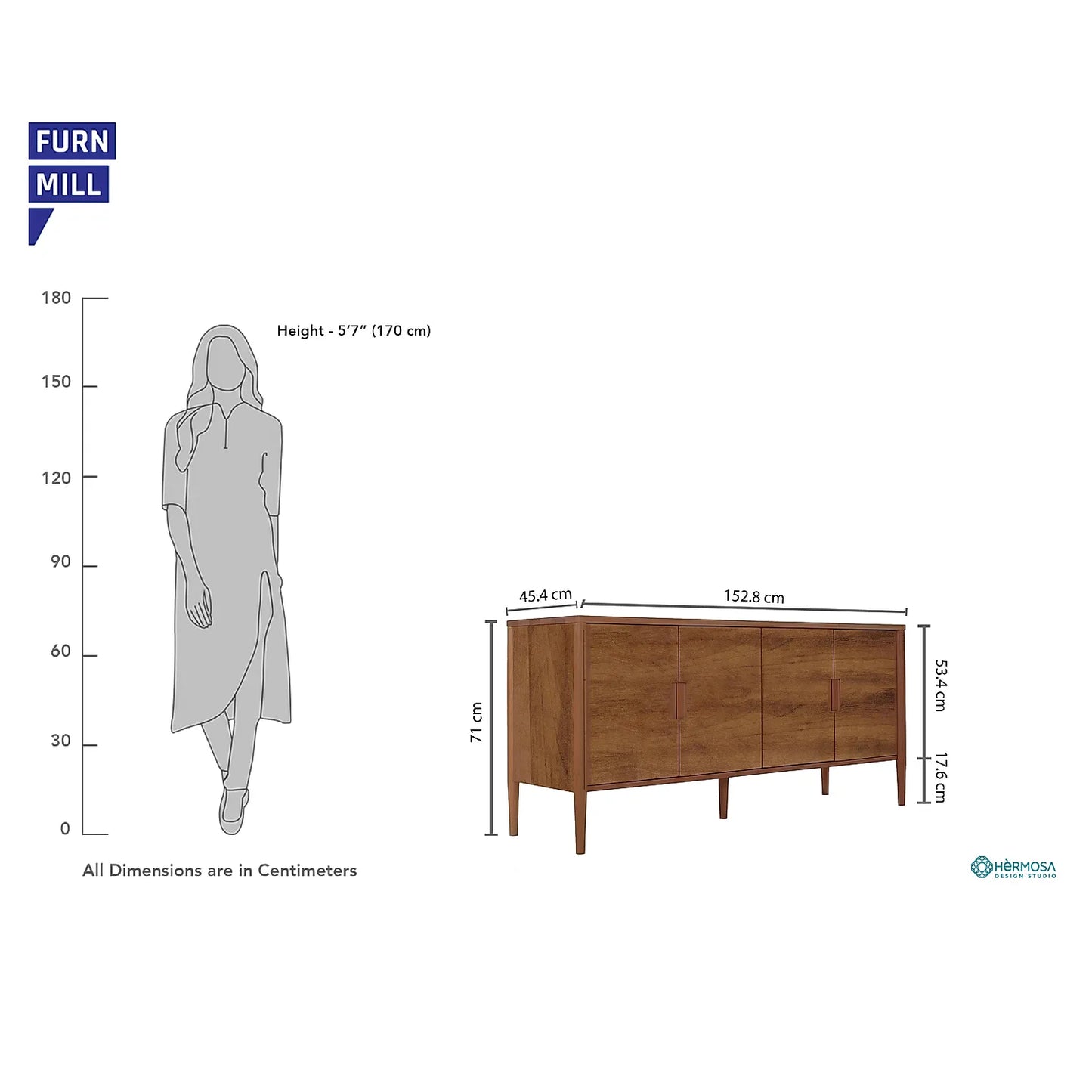 Hutch Wooden Sideboard in Natural Finish