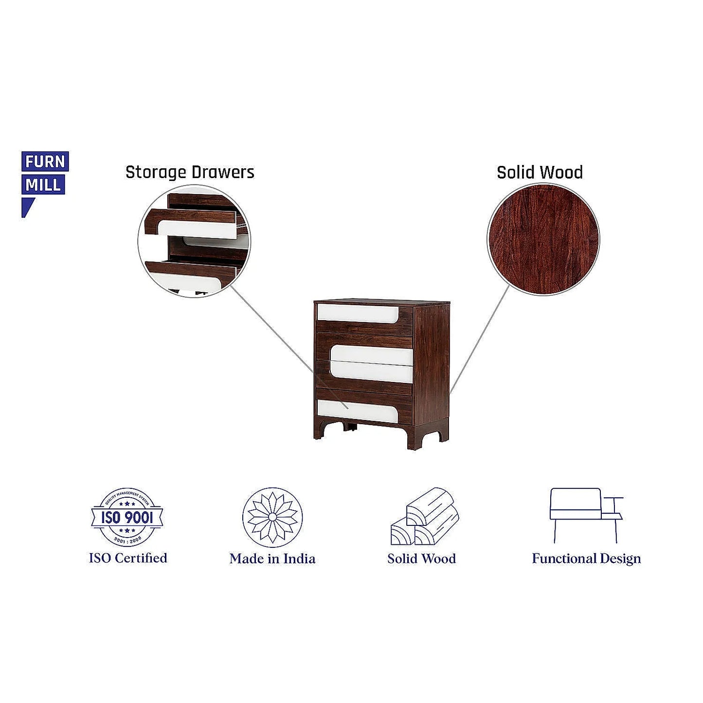 Optic Wooden Chest of Drawer
