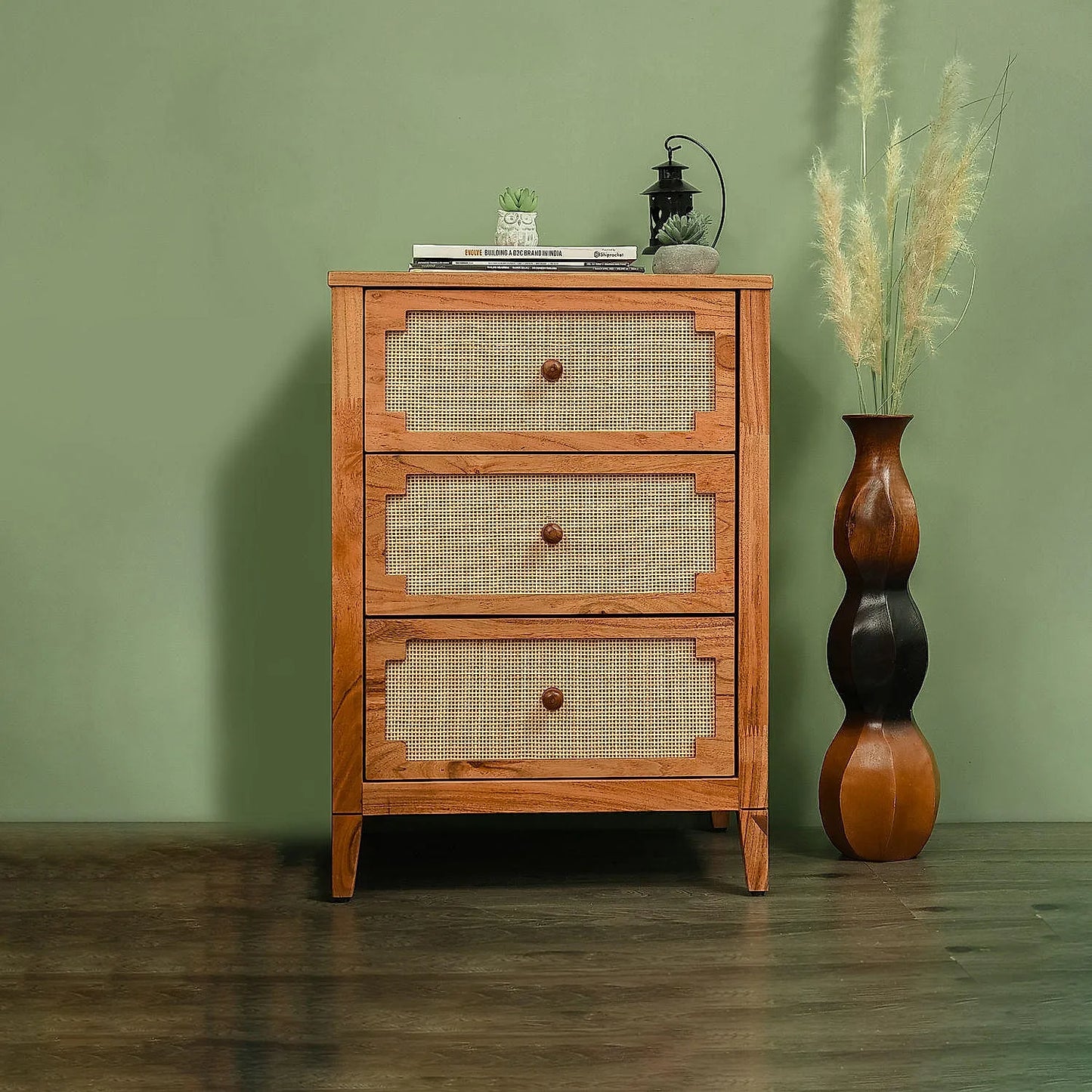 Scott Rattan 3 Chest of Drawer in Natural Finish