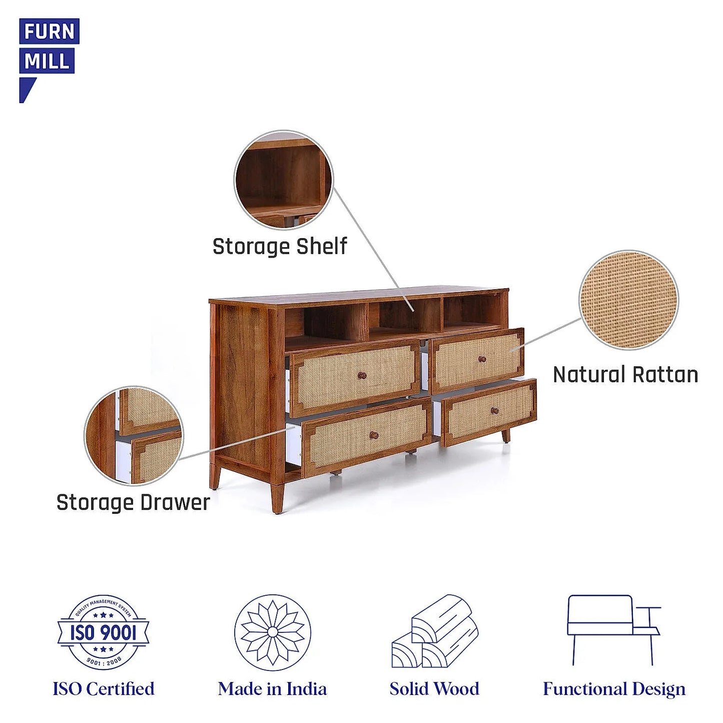 Scott Rattan TV unit in Natural Finish