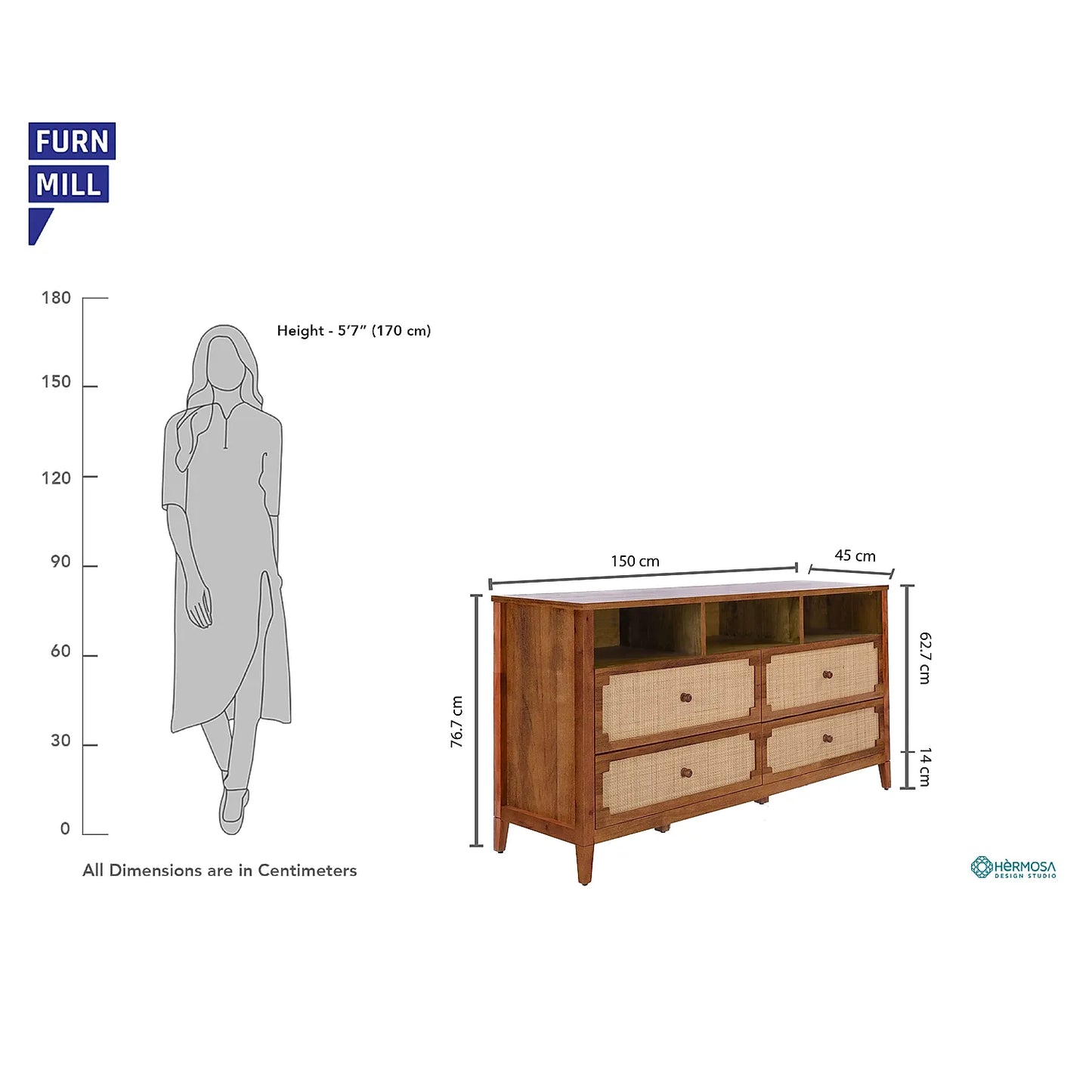 Scott Rattan TV unit in Natural Finish