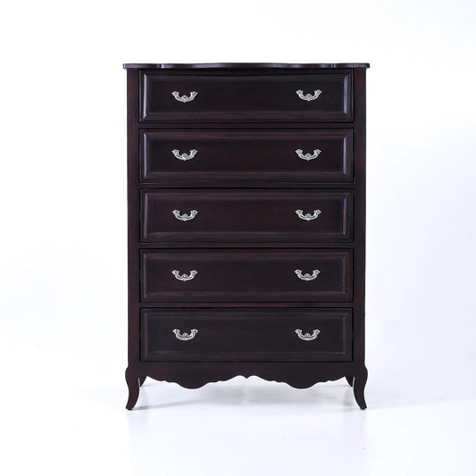 Callisto Wooden 5 Chest of Drawers (Dark Walnut Finish)