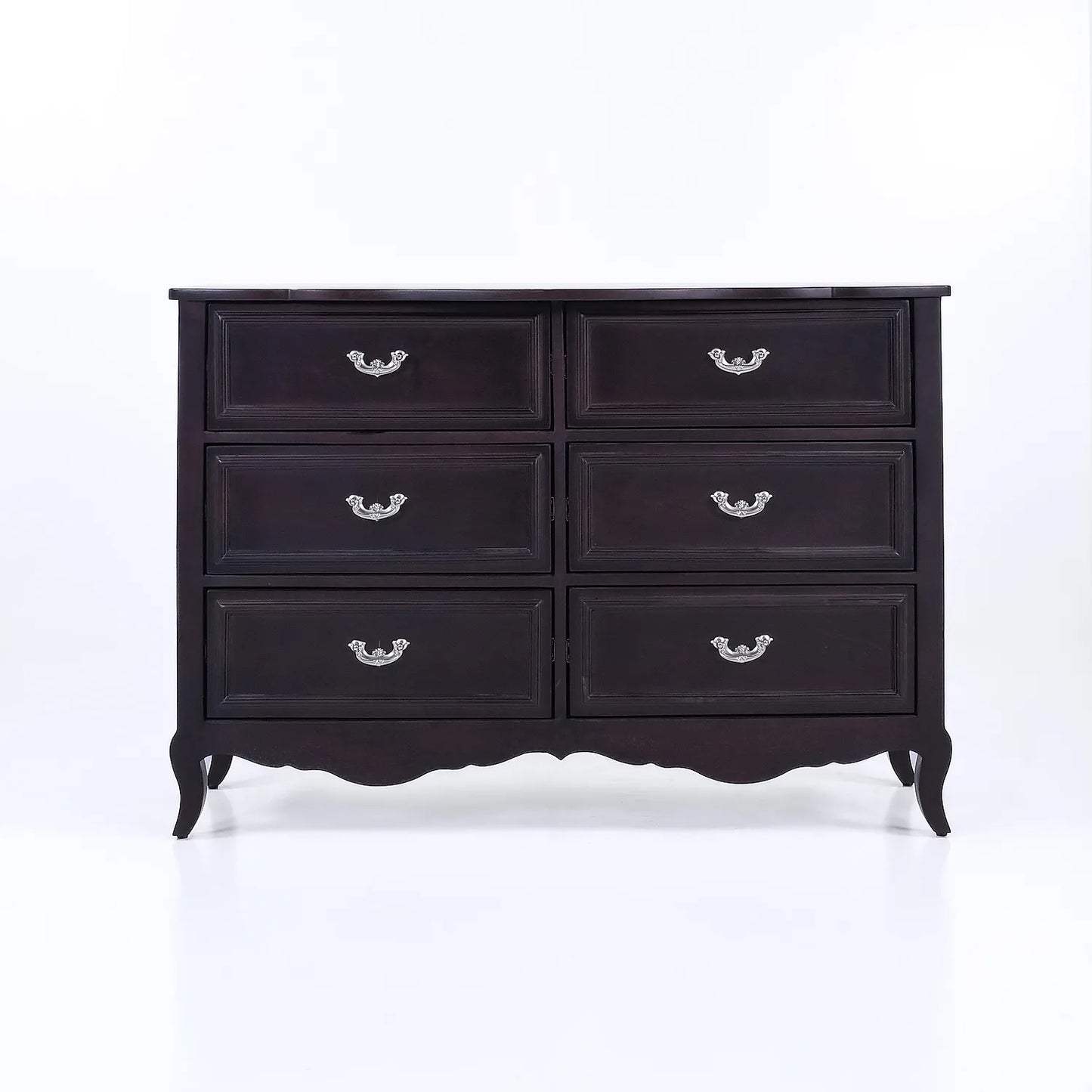 Hesper Wooden 6 Chest of Drawers in Dark Walnut Finish