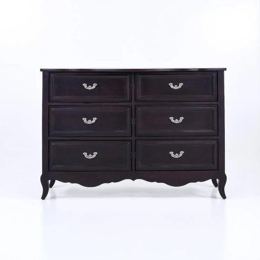 Hesper Wooden 6 Chest of Drawers in Dark Walnut Finish