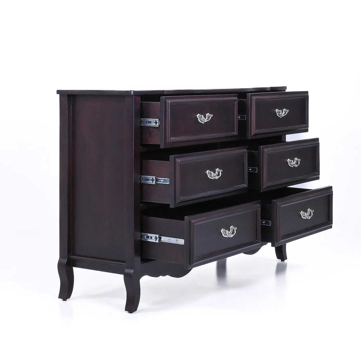 Hesper Wooden 6 Chest of Drawers in Dark Walnut Finish