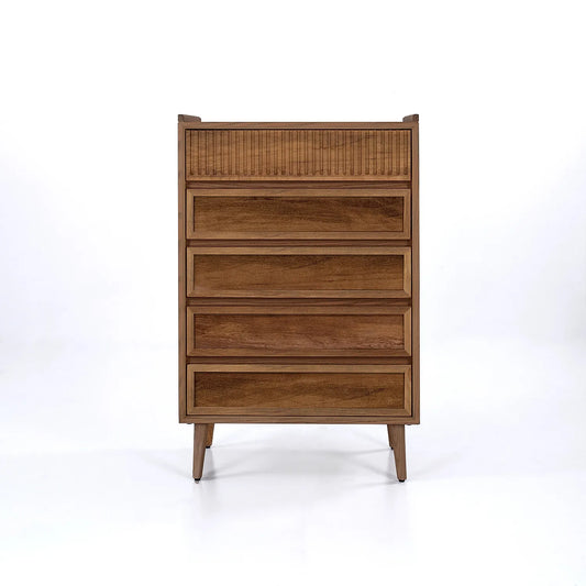 Cosmo Wooden 5 Chest of Drawers (Natural Finish)