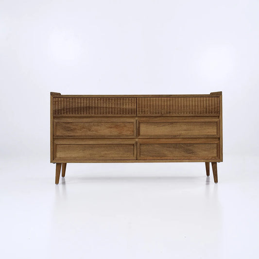 Cosmo Wooden 6 Chest of Drawers (Natural Finish)