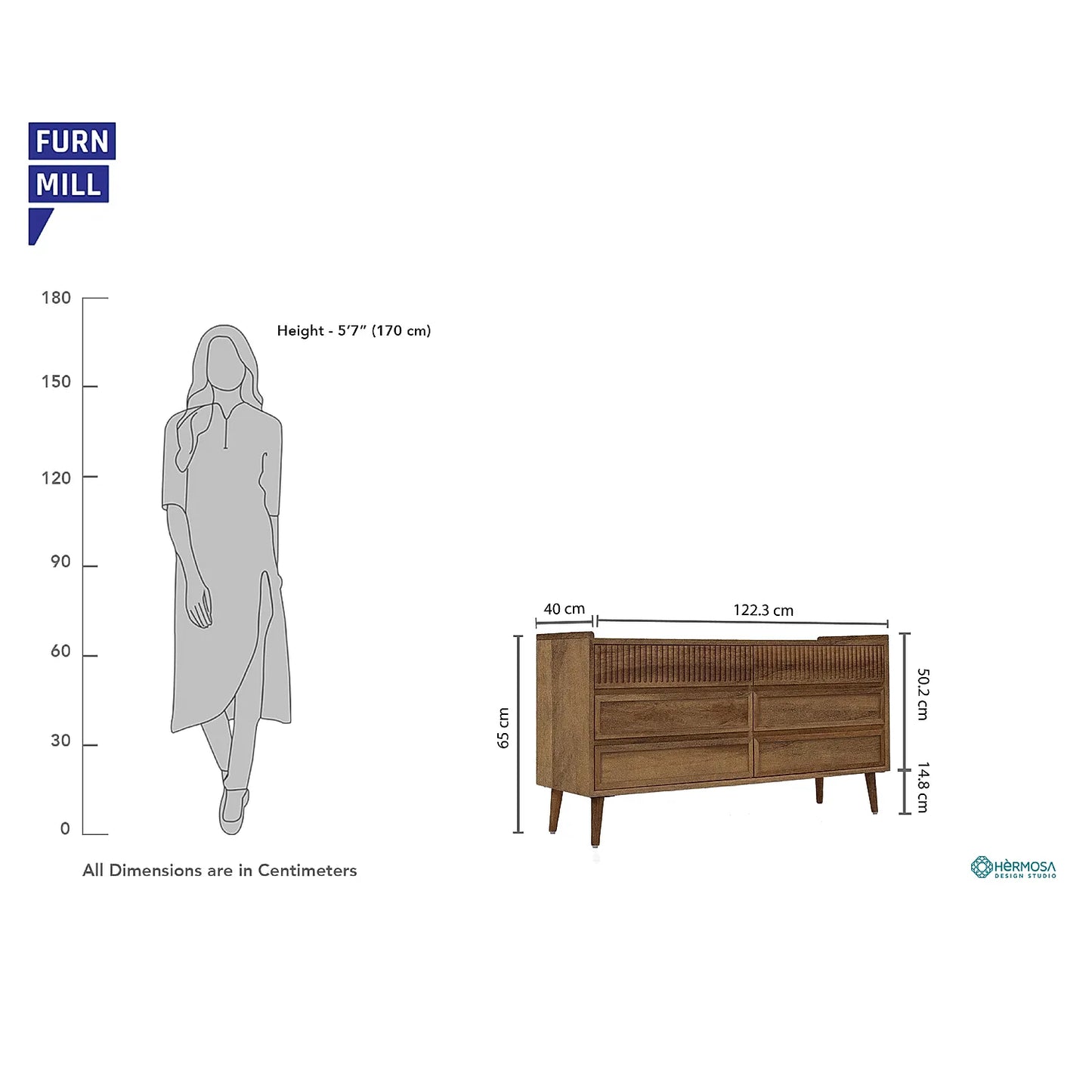 Cosmo Wooden 6 Chest of Drawers (Natural Finish)