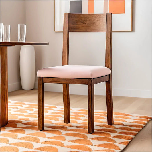 Orion Wooden Dining Chair - Set of 2 - (Velvet, Pink) - Natural Finish