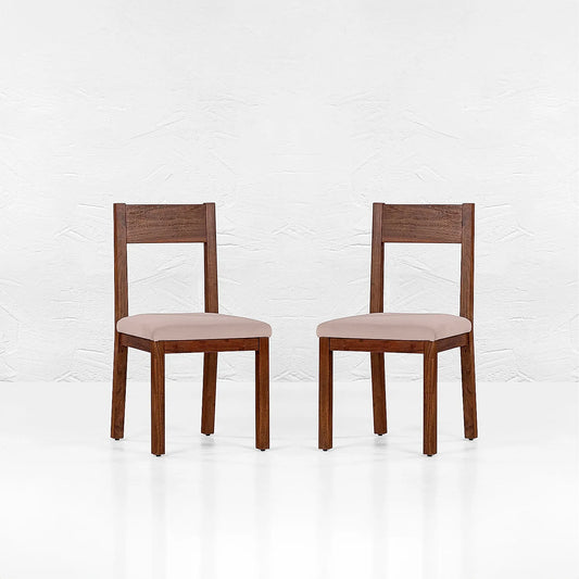 Orion Wooden Dining Chair - Set of 2 - (Velvet, Pink) - Natural Finish