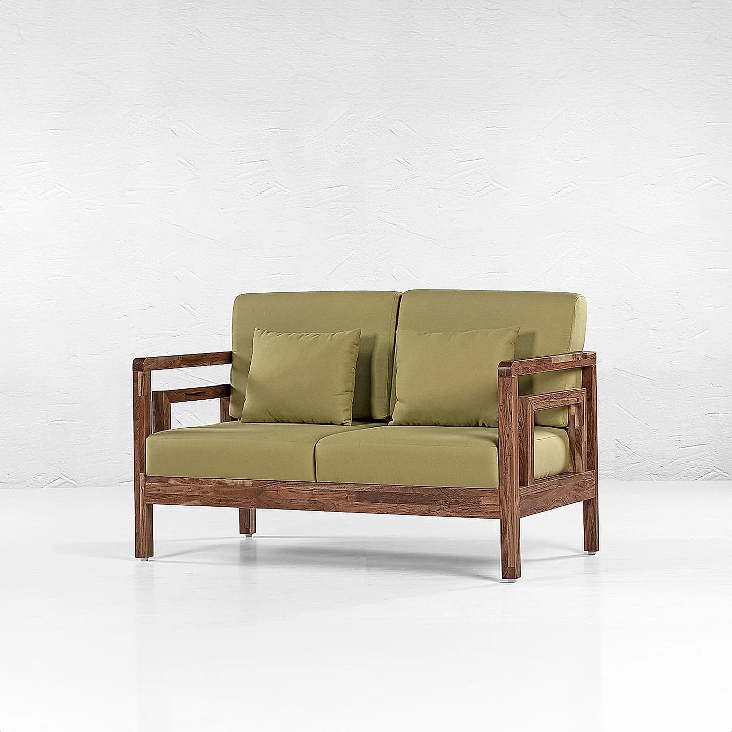 Crate 2 Seater Wooden Sofa (Linen, Green)