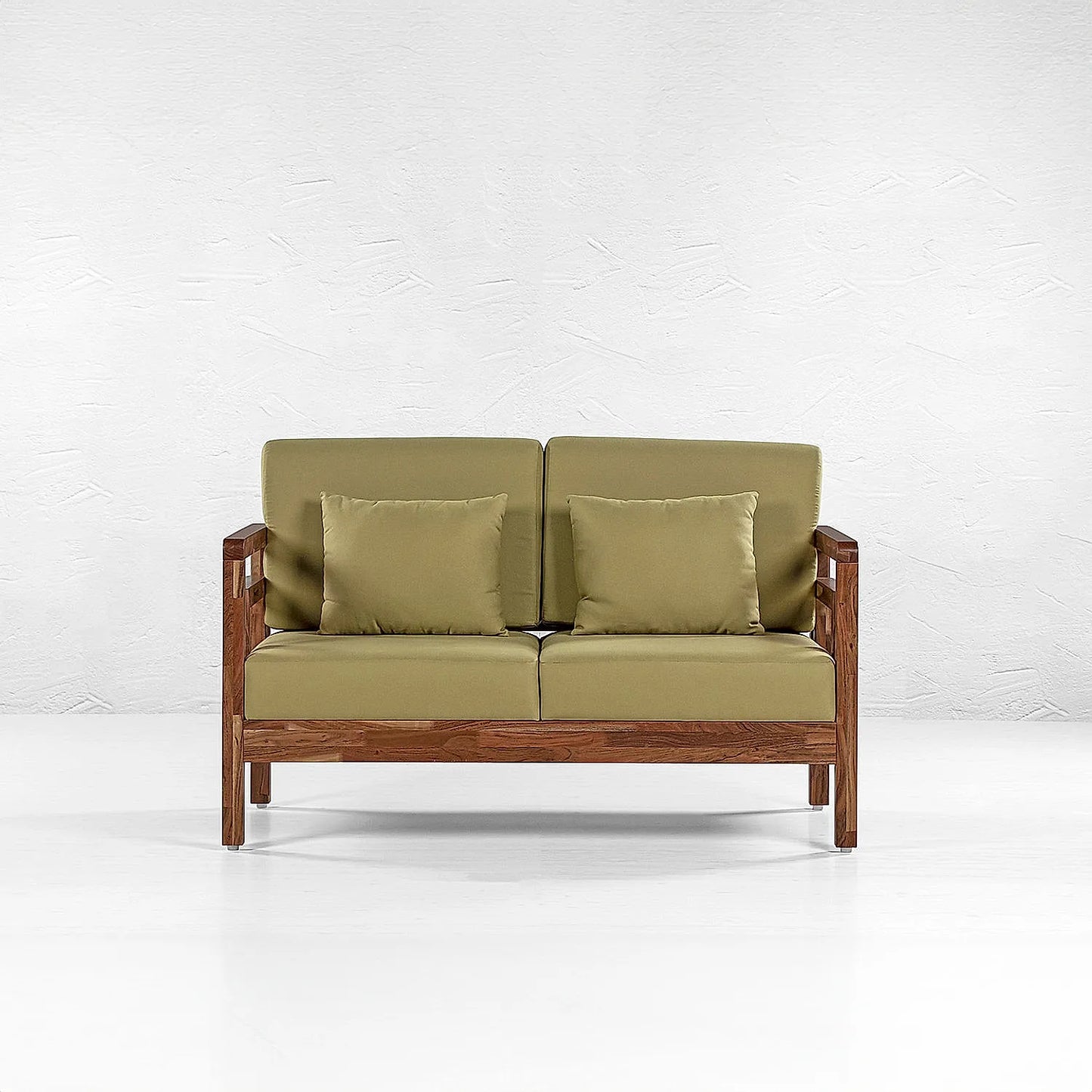 Crate 2 Seater Wooden Sofa (Linen, Green)