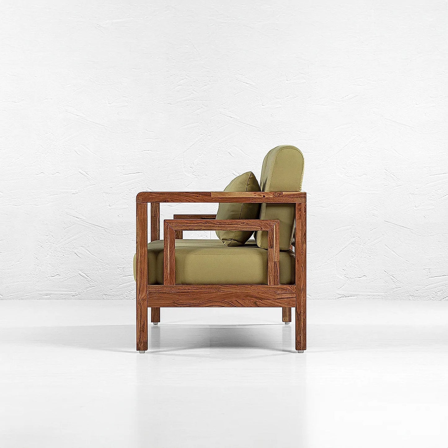 Crate 2 Seater Wooden Sofa (Linen, Green)