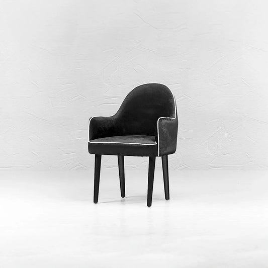 Lea Wooden Accent Chair (Velvet, Black)